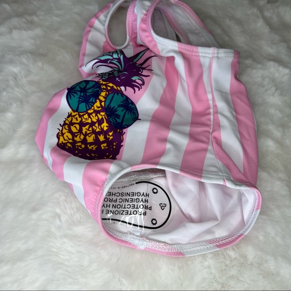 NEW Pink & White striped Baby One Piece Pineapple in Shades Swim suit Size 3-6M - Picture 4 of 6